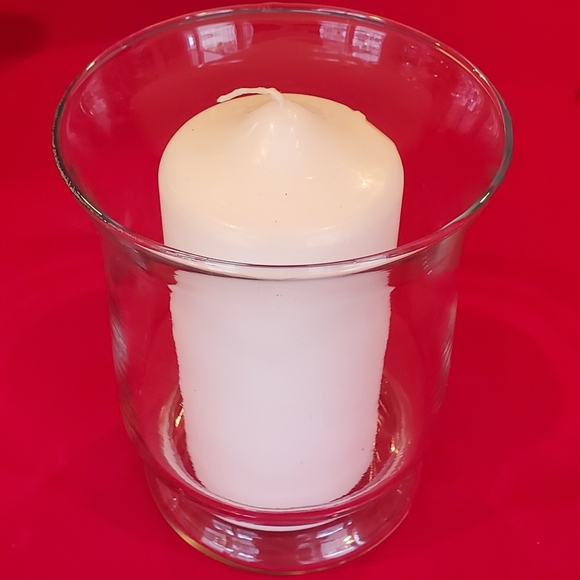 COLONY CRAFTS Glass Hurricane + White Candle - Picture 1 of 7